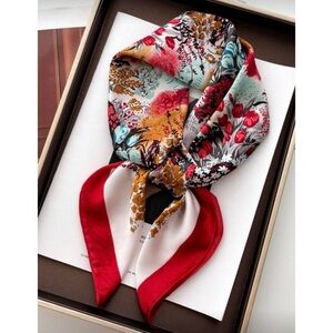 Luxe floral wild rag, red western silk scarf • new!